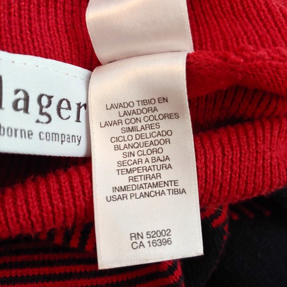 Villager by Liz Claiborne Cotton Argyle Pullover Sweater in wine/black - Picture 8 of 8